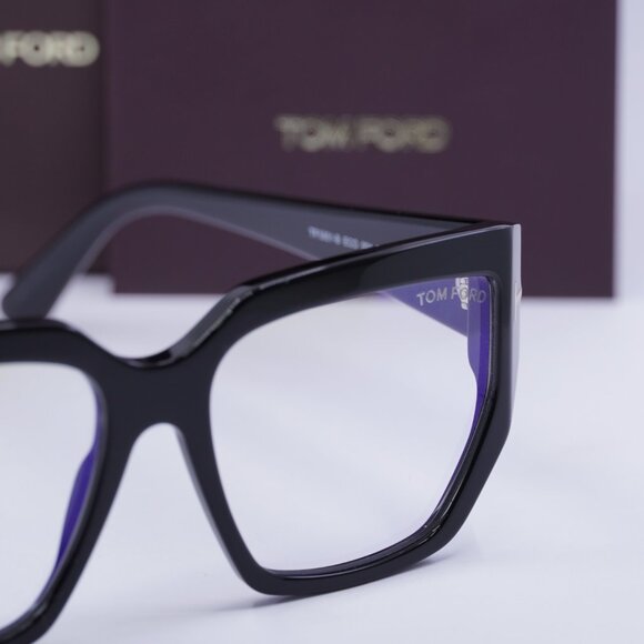 Tom Ford FT5951-B 001 Square Eyeglasses 54mm - Shiny Black/Blue Light block - Picture 7 of 9